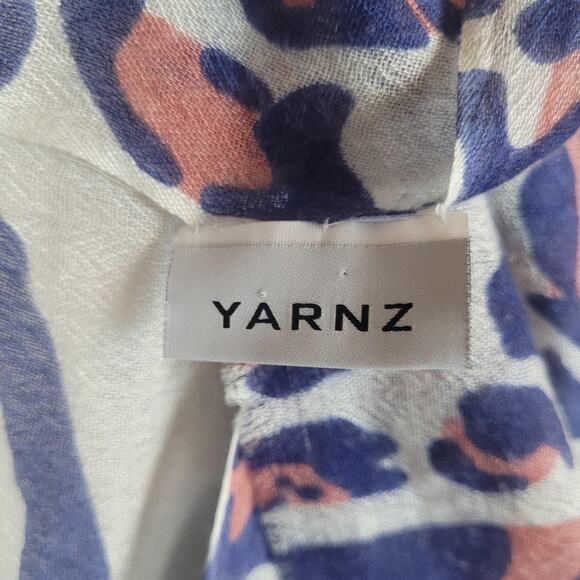 Yarnz Scarf Wrap Blue Pink Animal Print Cashmere Silk Leopard Lightweight Airy - Picture 4 of 5